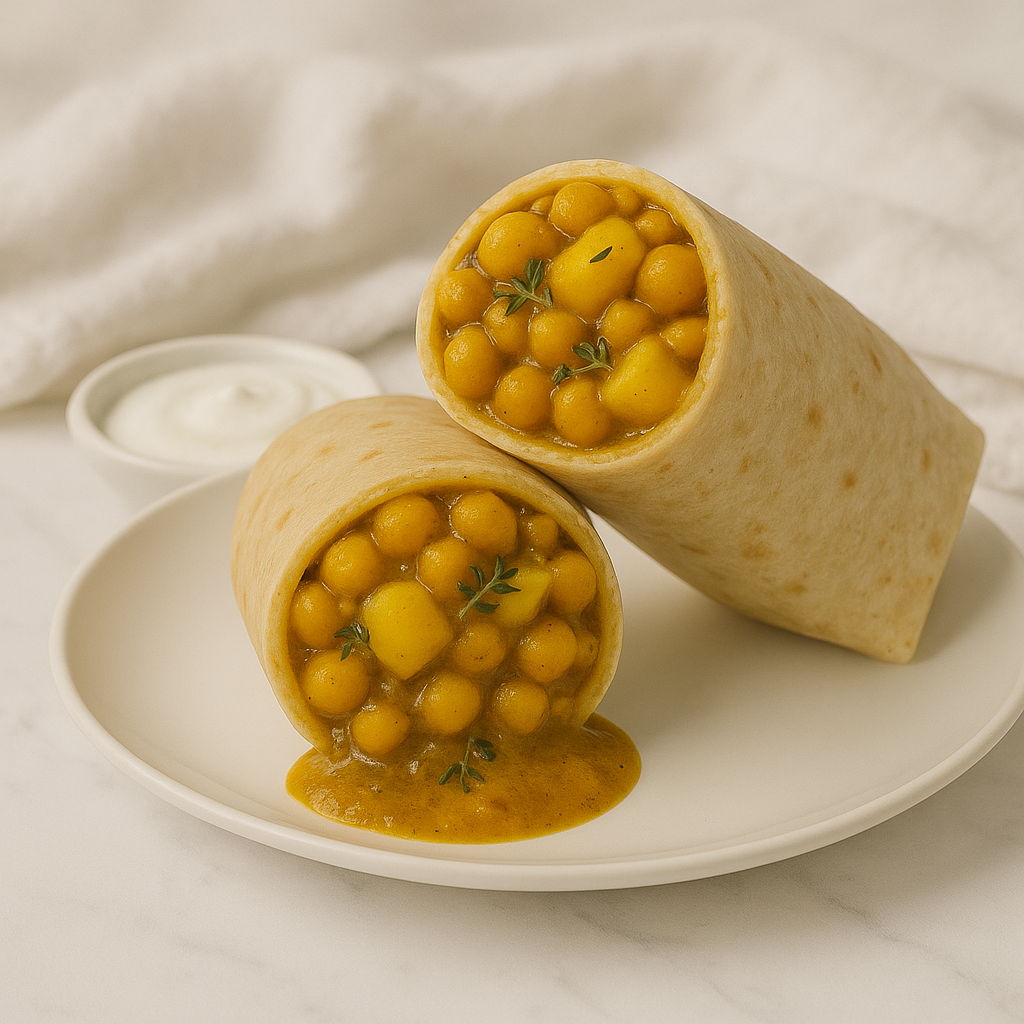 Curry Chickpeas with Roti (Plantain Included)