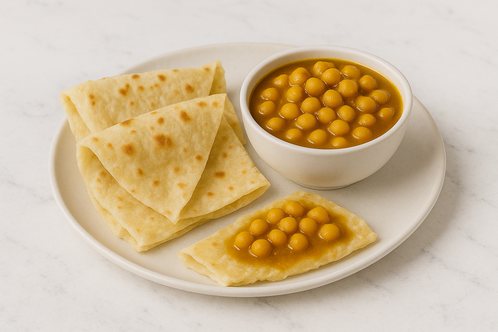 Curry Chickpeas with Roti (Plantain Included)