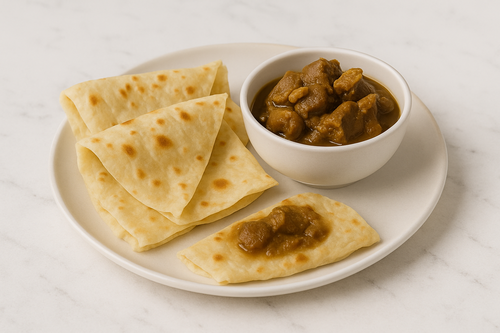 Boneless Curry Goat with Roti (Plantain Included)